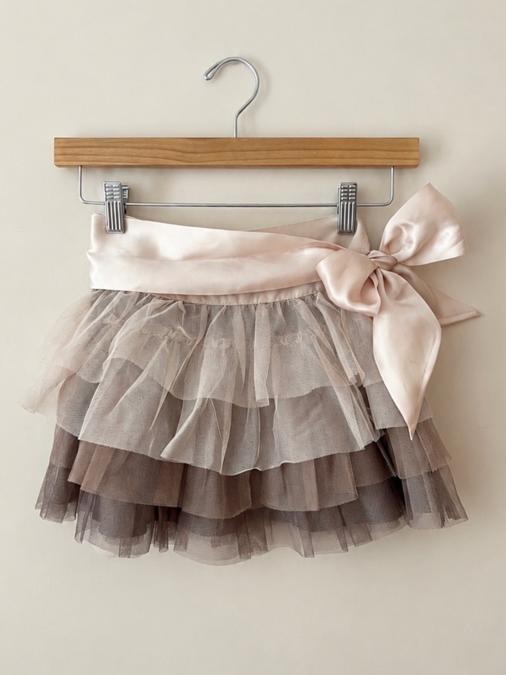 STELLA MCCARTNEY x GAP EUC Neutral Blush Ombré Layered Tulle Skirt w/ Accent Bow